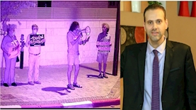 מיקי זוהר וההפגנה ליד ביתו, צילום: אדי ישראל/טוויטר